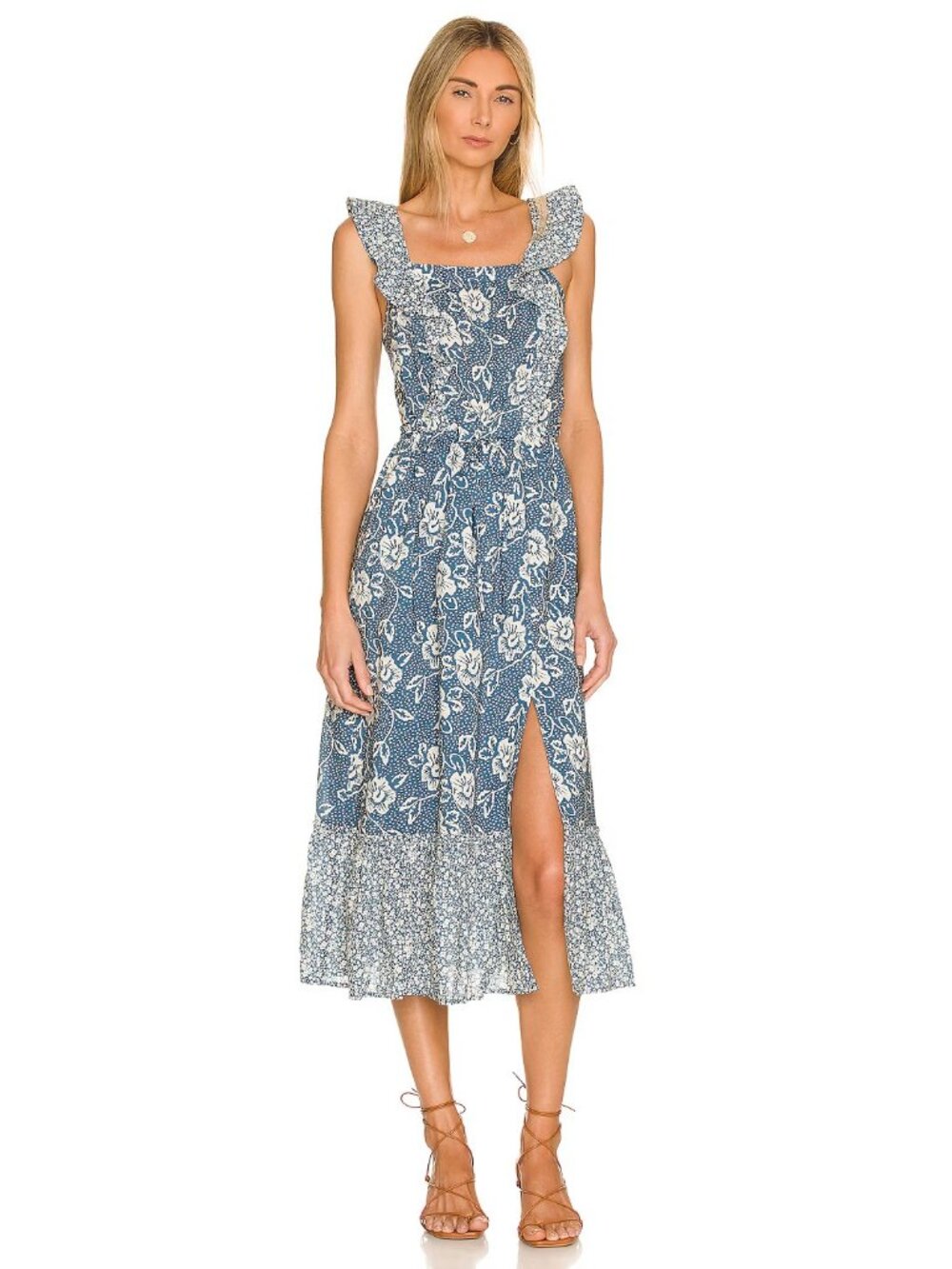 PAIGE Poppy Dress in Navy Multi Mix Blue